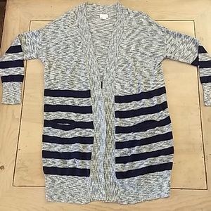 Caslon Grey and Bkue stripe duster cardigan